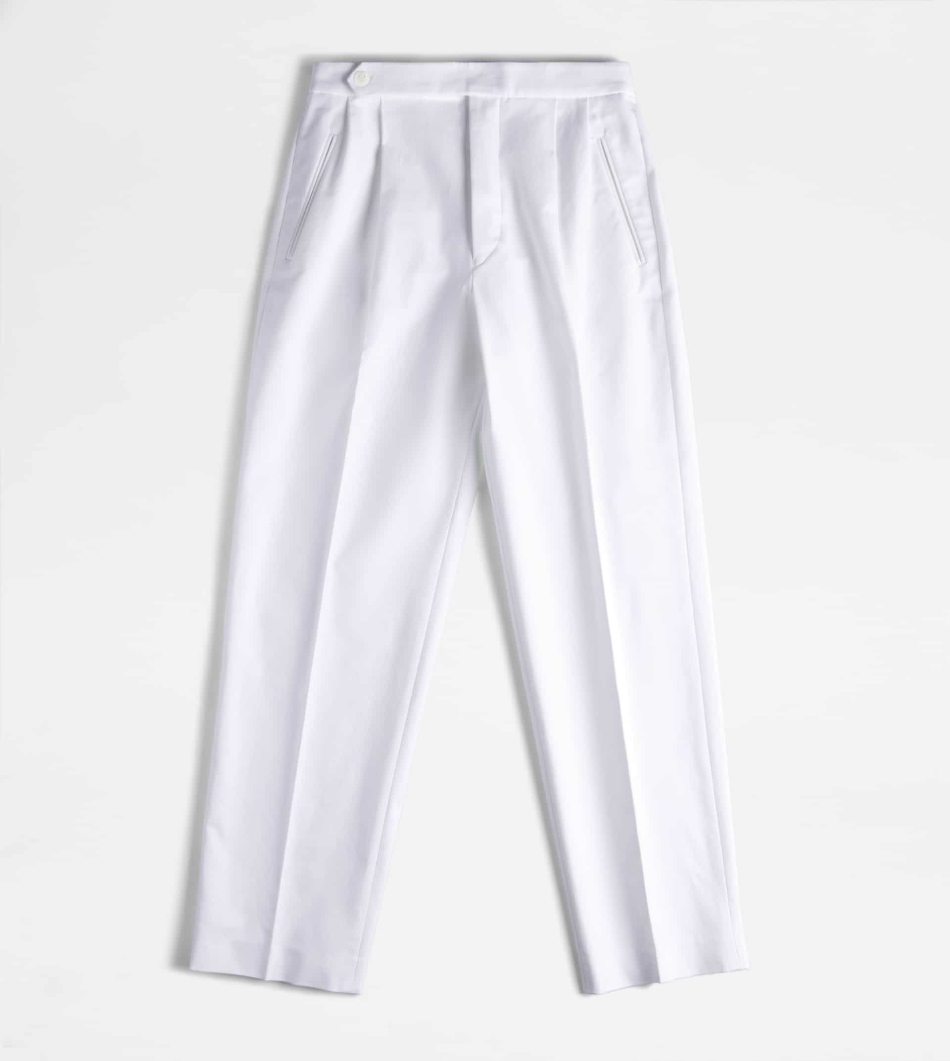 PANTS IN STRETCH COTTON - WHITE - 1