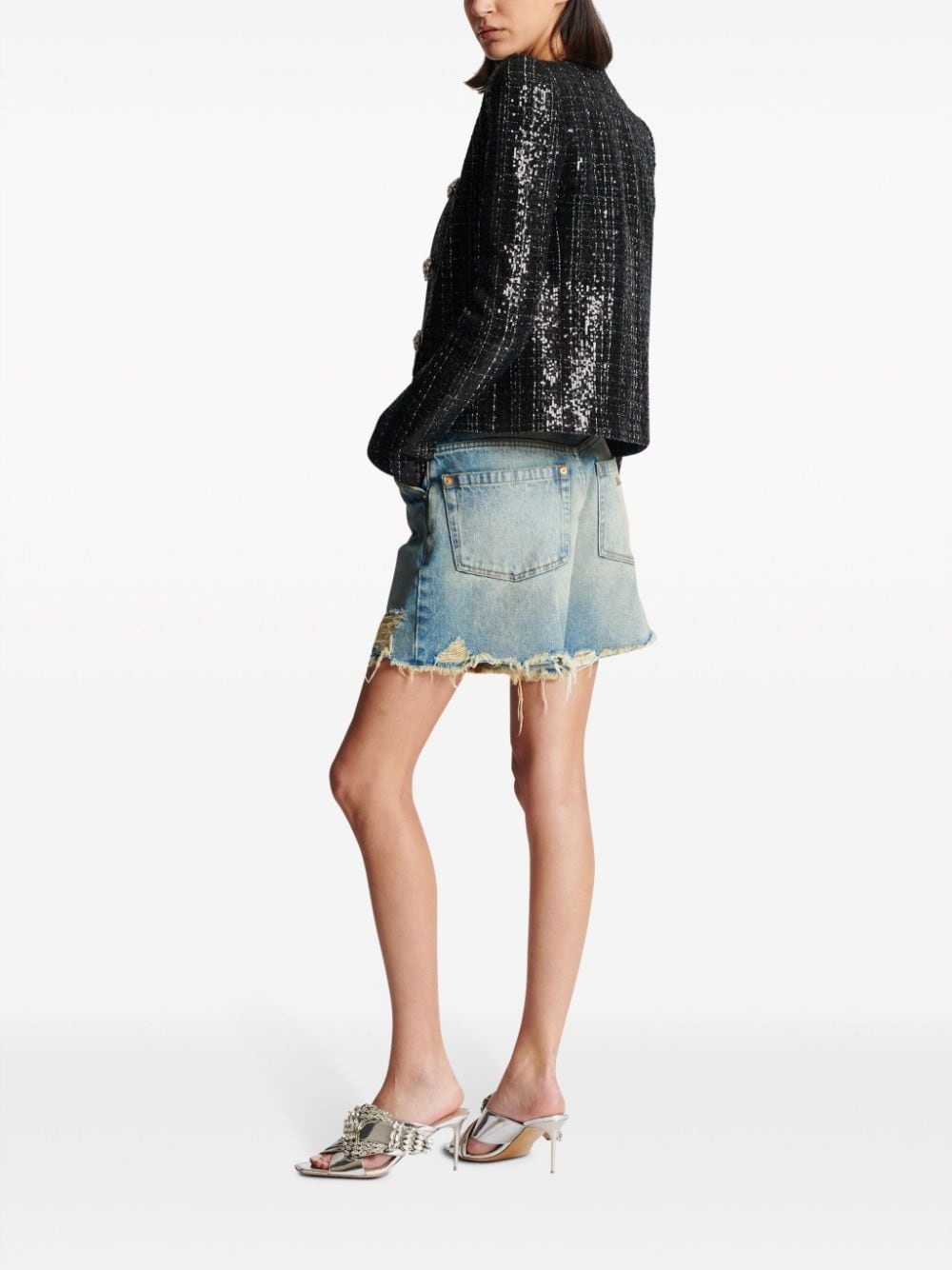 sequin-embellished tweed jacket - 4