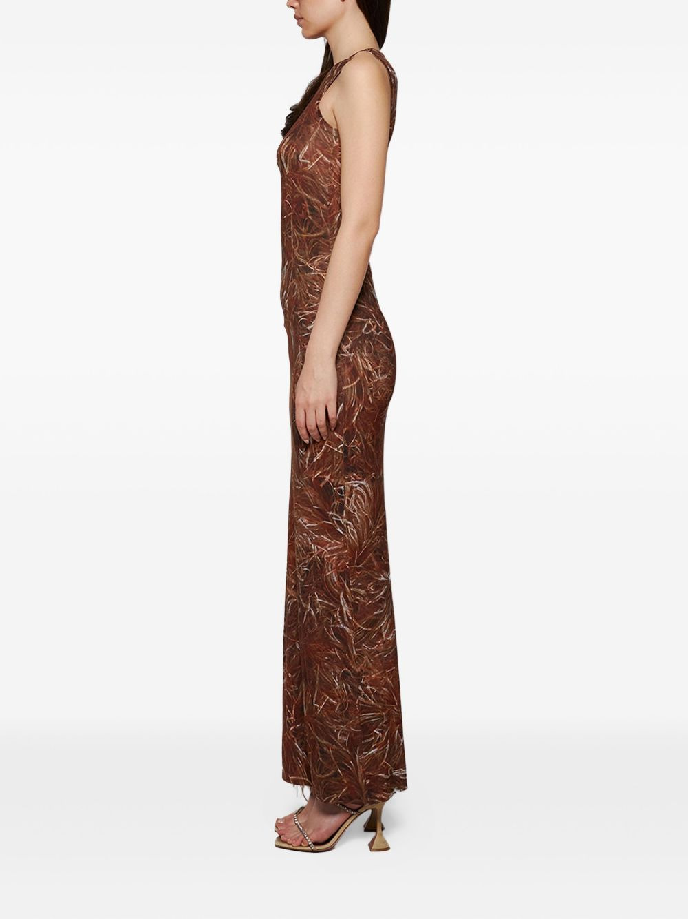 Feather-print fringe maxi dress - 3