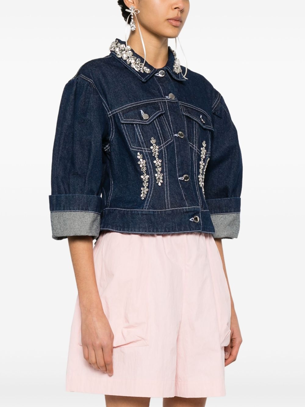crystal-embellished denim jacket - 3