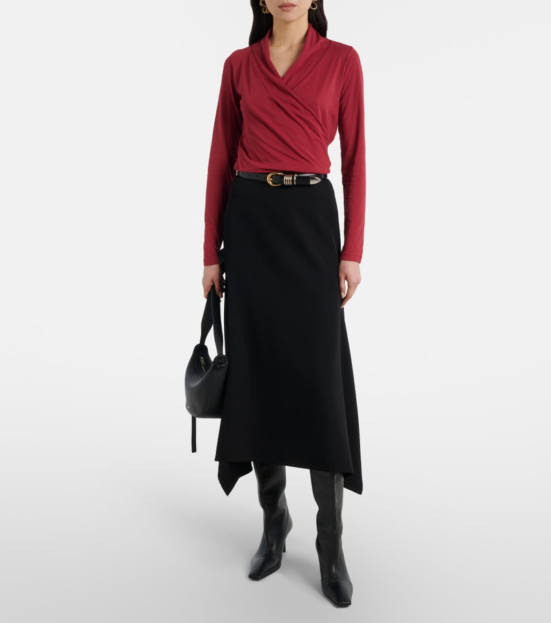 velvet Meri cotton-blend jersey wrap top outlook