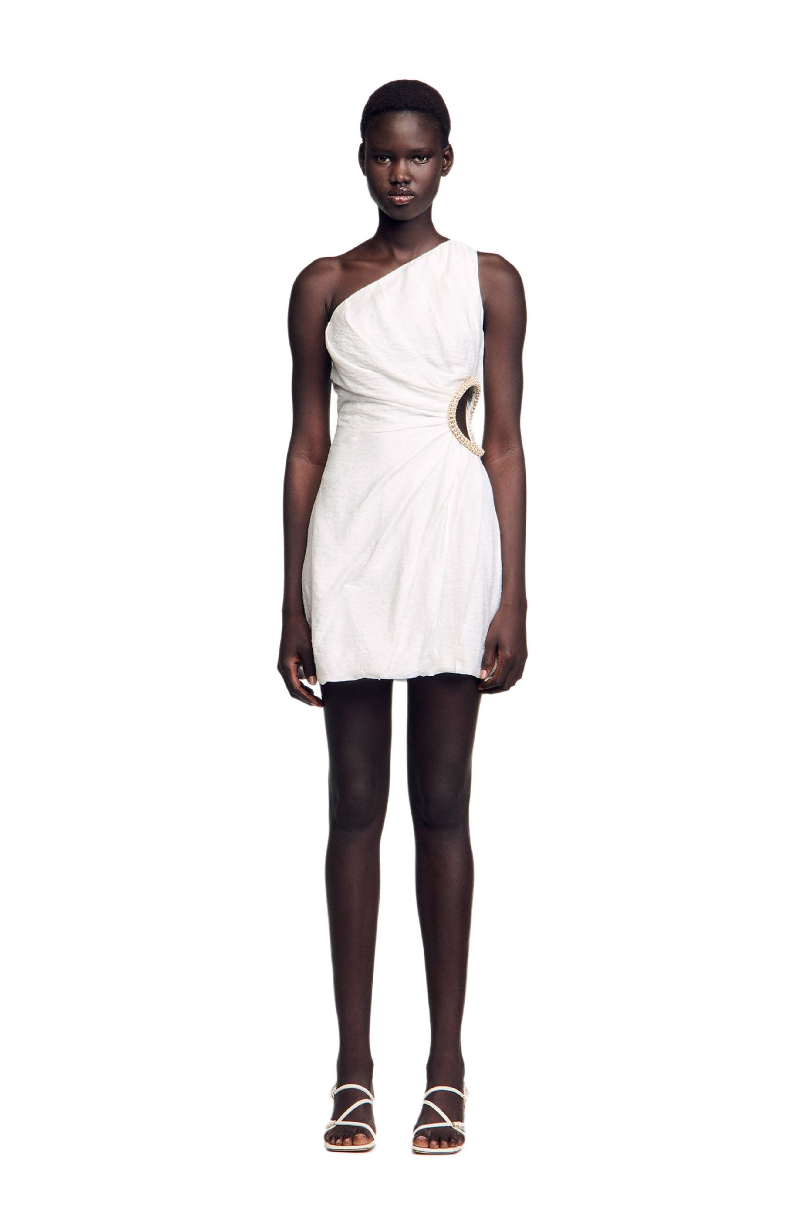 SANDRO Short asymmetrical dress in White at Nordstrom - 1