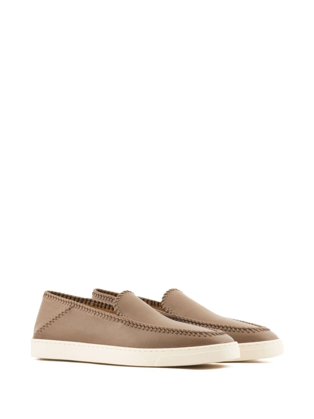 whipstitch-embellished leather sneakers - 2