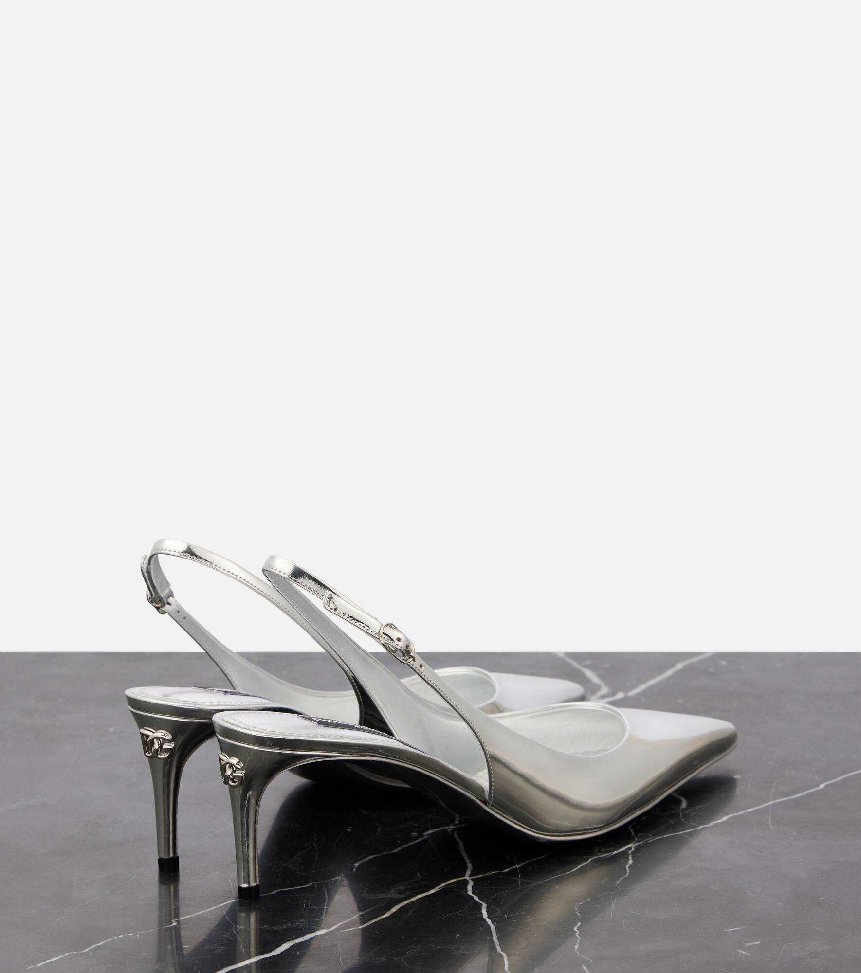 Metallic leather slingback pumps - 2