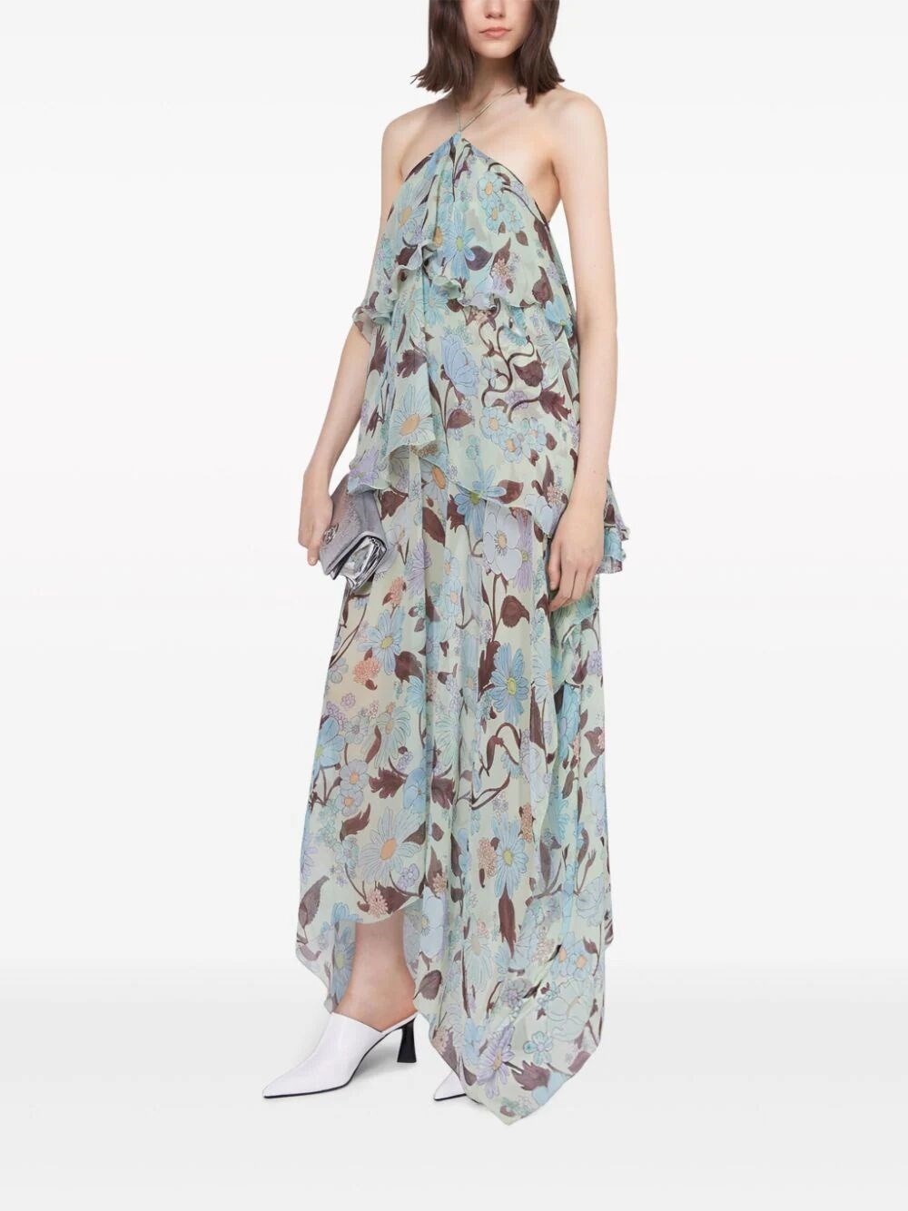 `Garden Print Frill` Long Dress - 2