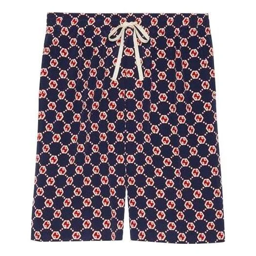 Gucci GG Hexagon Silk Crepe Shorts 'Blue Ivory' 654859-ZAF9W-4759 - 1