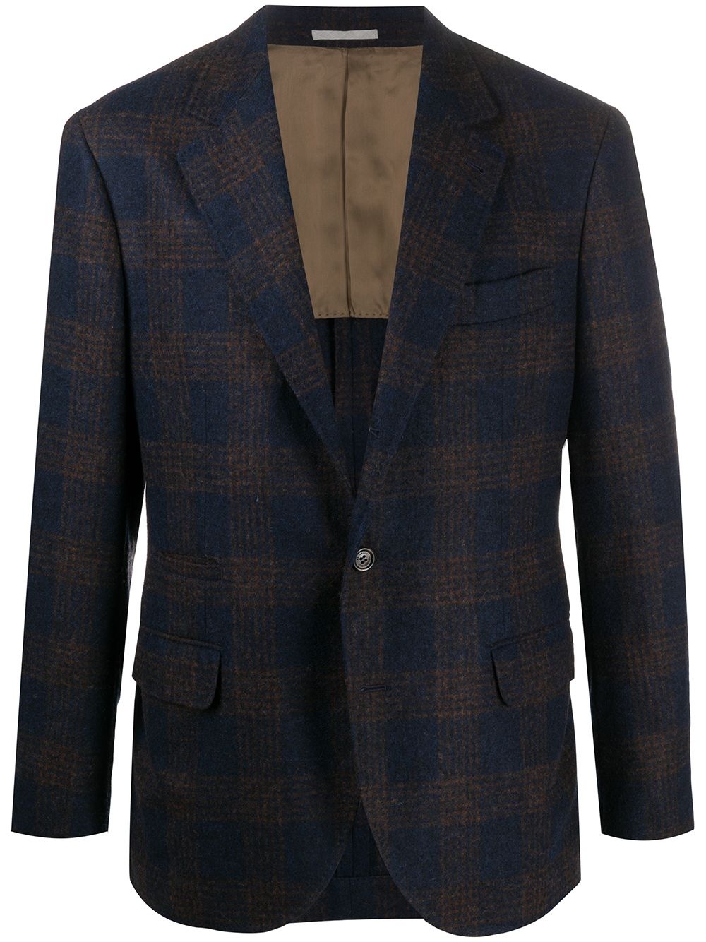 single-breasted plaid check blazer - 1