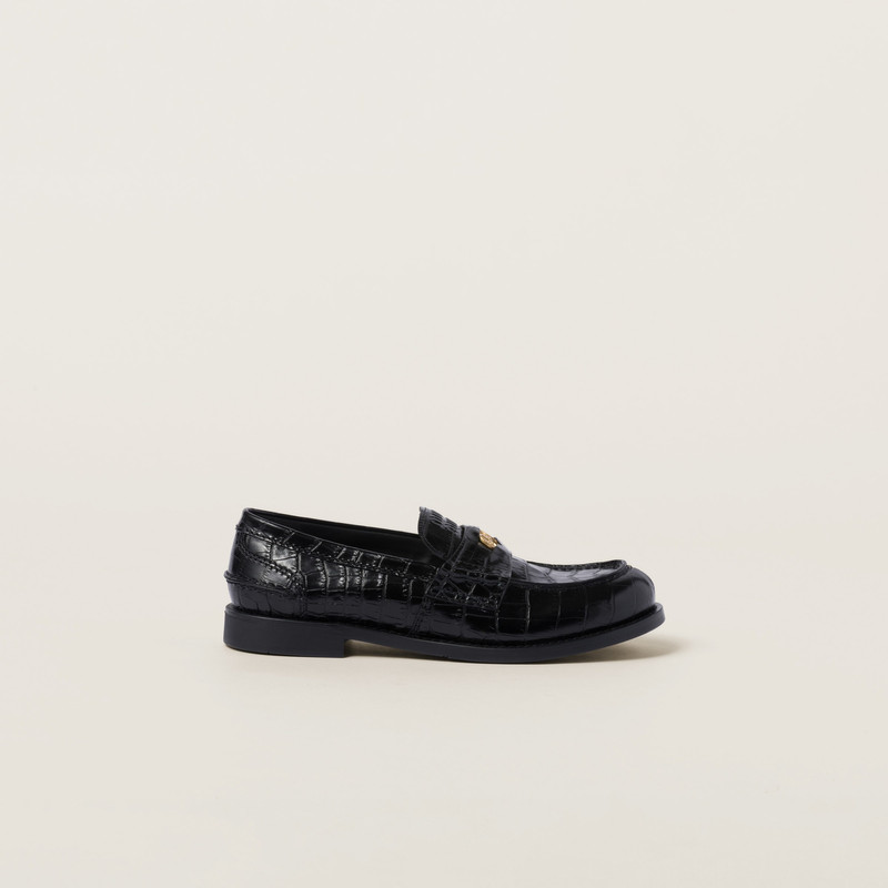 Croco-print leather penny loafers 2