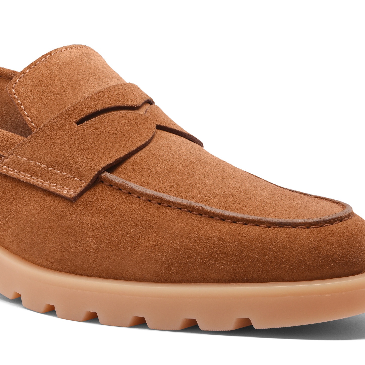 Men's light brown suede penny loafer - 5