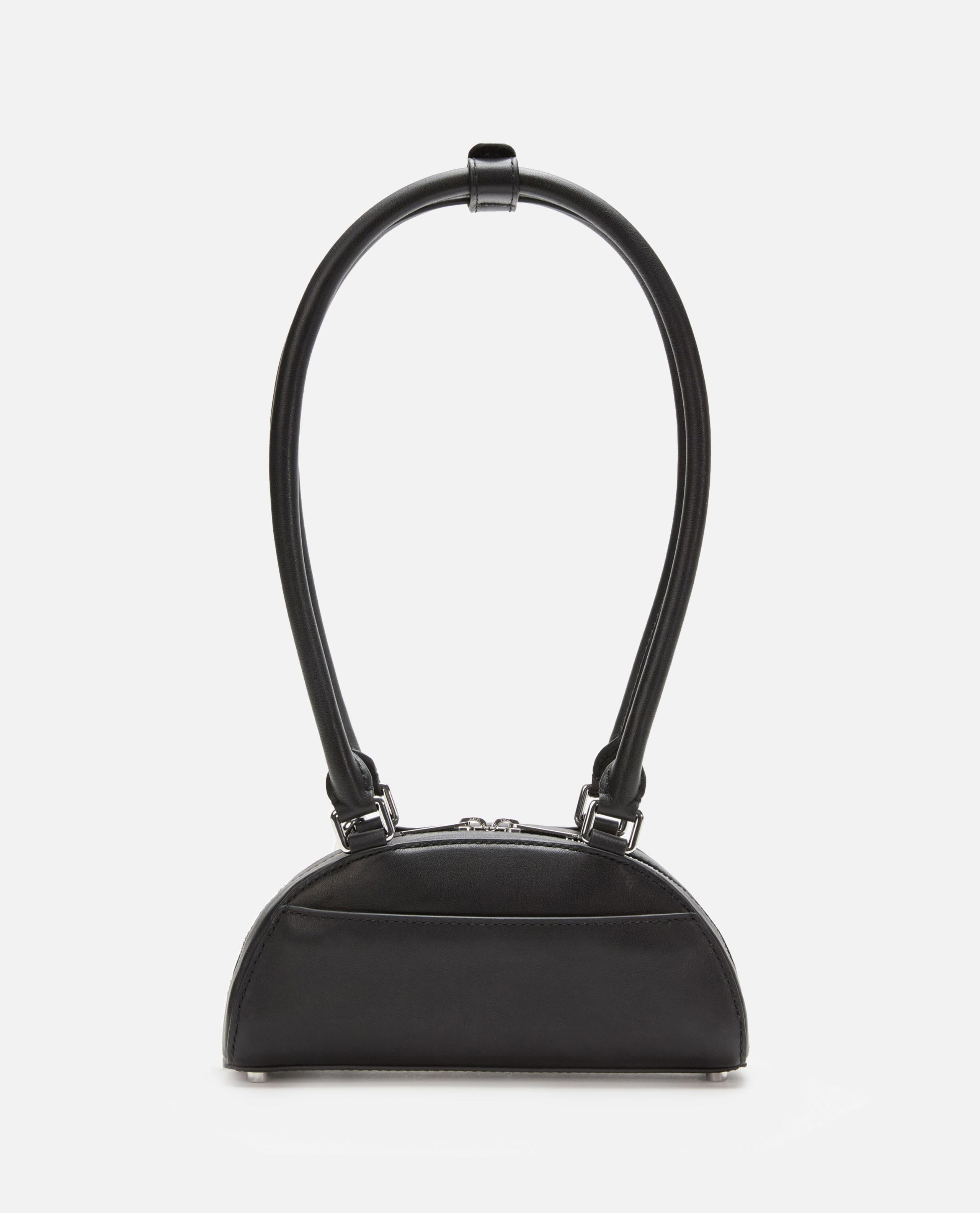 BLACK LEATHER MINI SHOULDER BAG WITH CHARM - 4