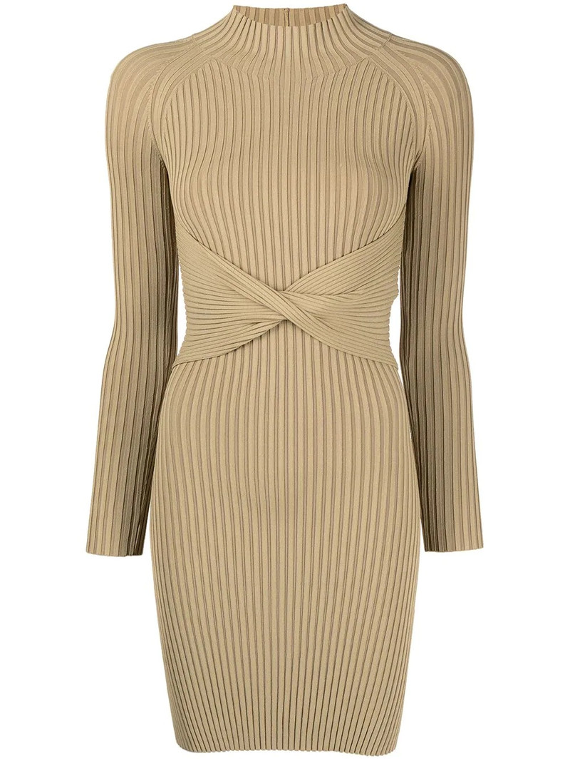 트위스트-detail ribbed-knit 미니 드레스 1
