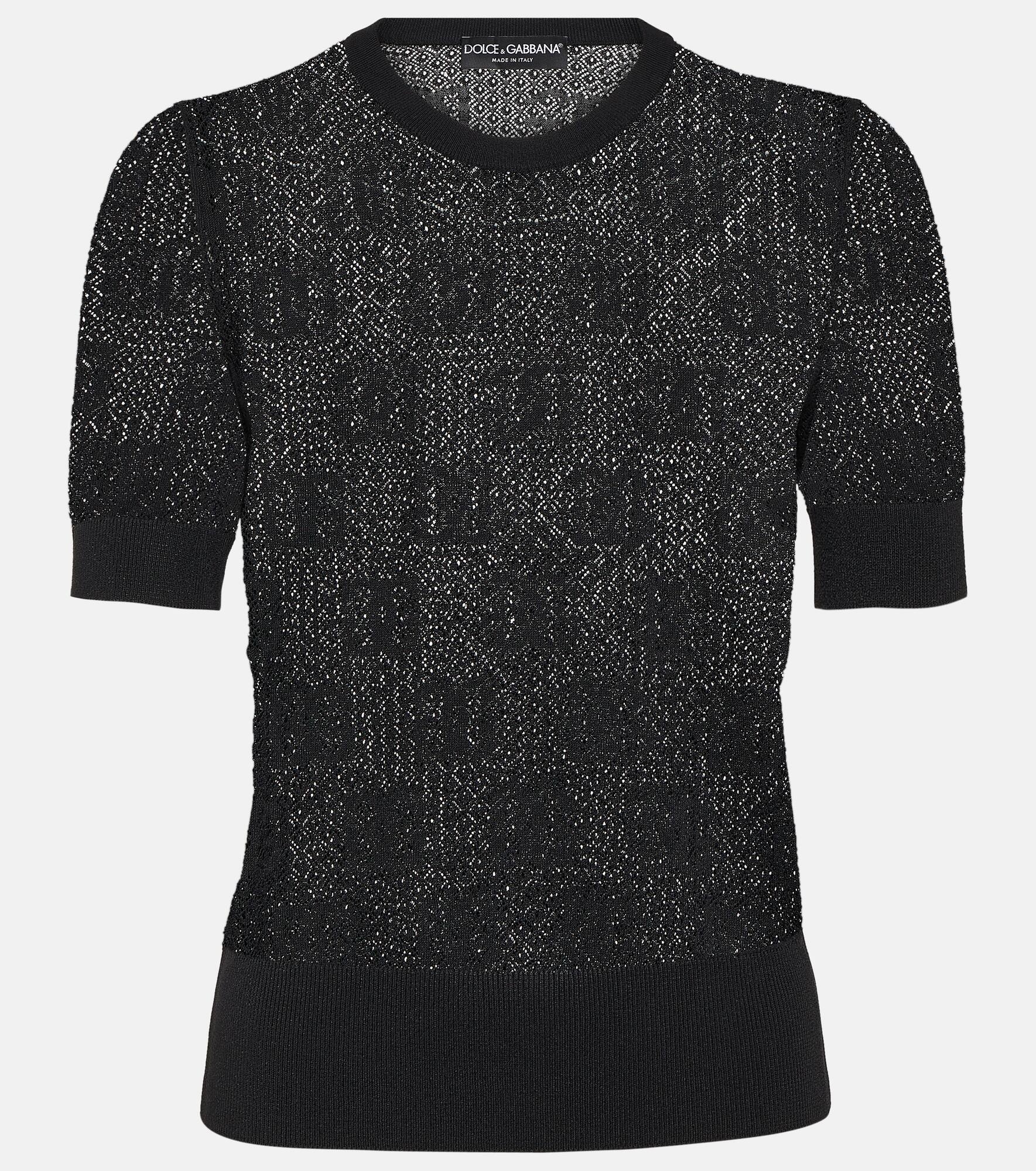 Logo lace-stitched jacquard sweater - 1