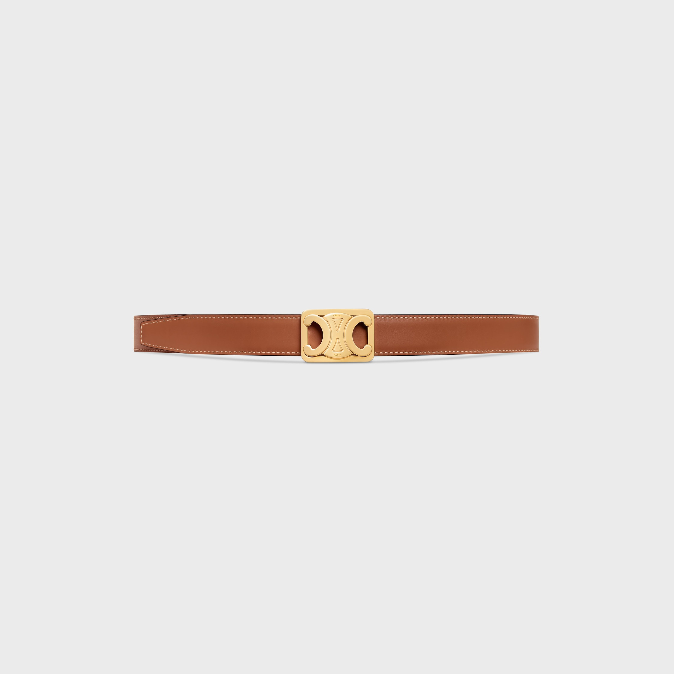 MEDIUM REVERSIBLE FRAMED TRIOMPHE BELT in TAURILLON AND NATURAL CALFSKIN - 3