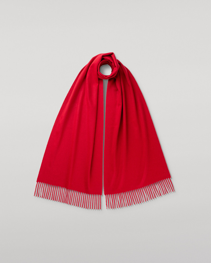 Wide Red Cashmere Scarf 1