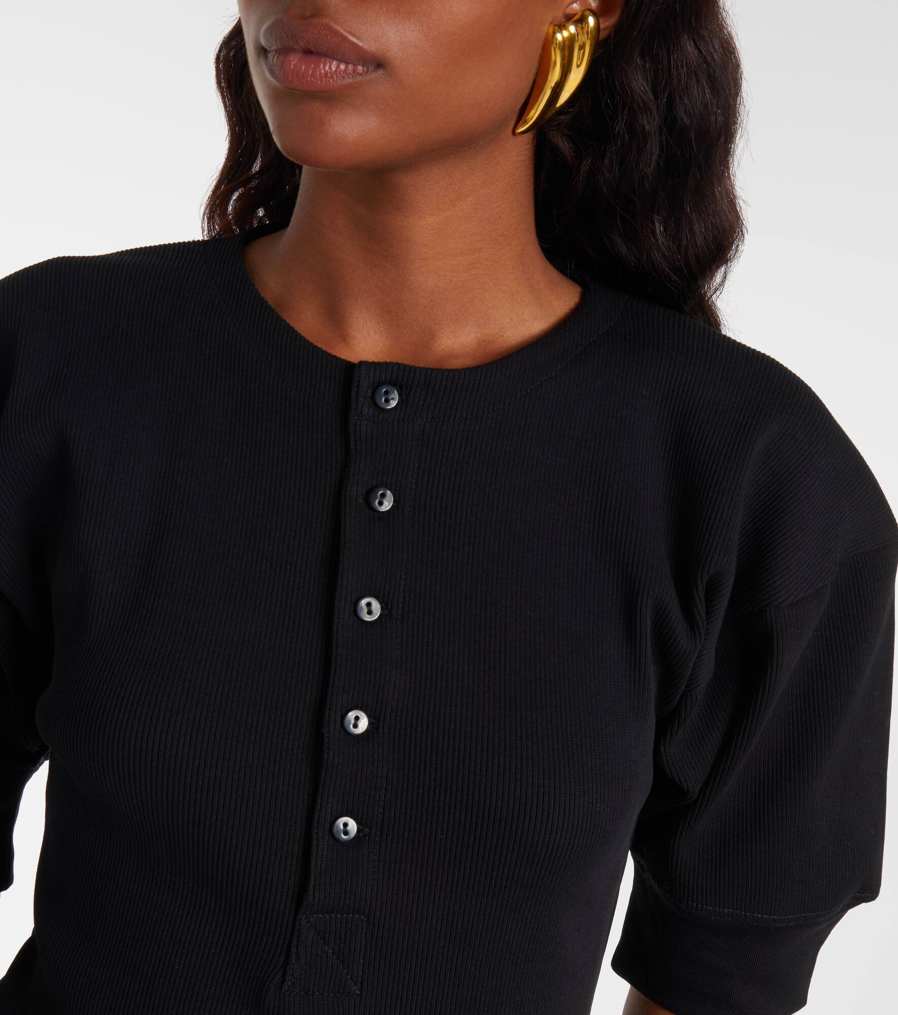 Cotton-blend Henley shirt - 4