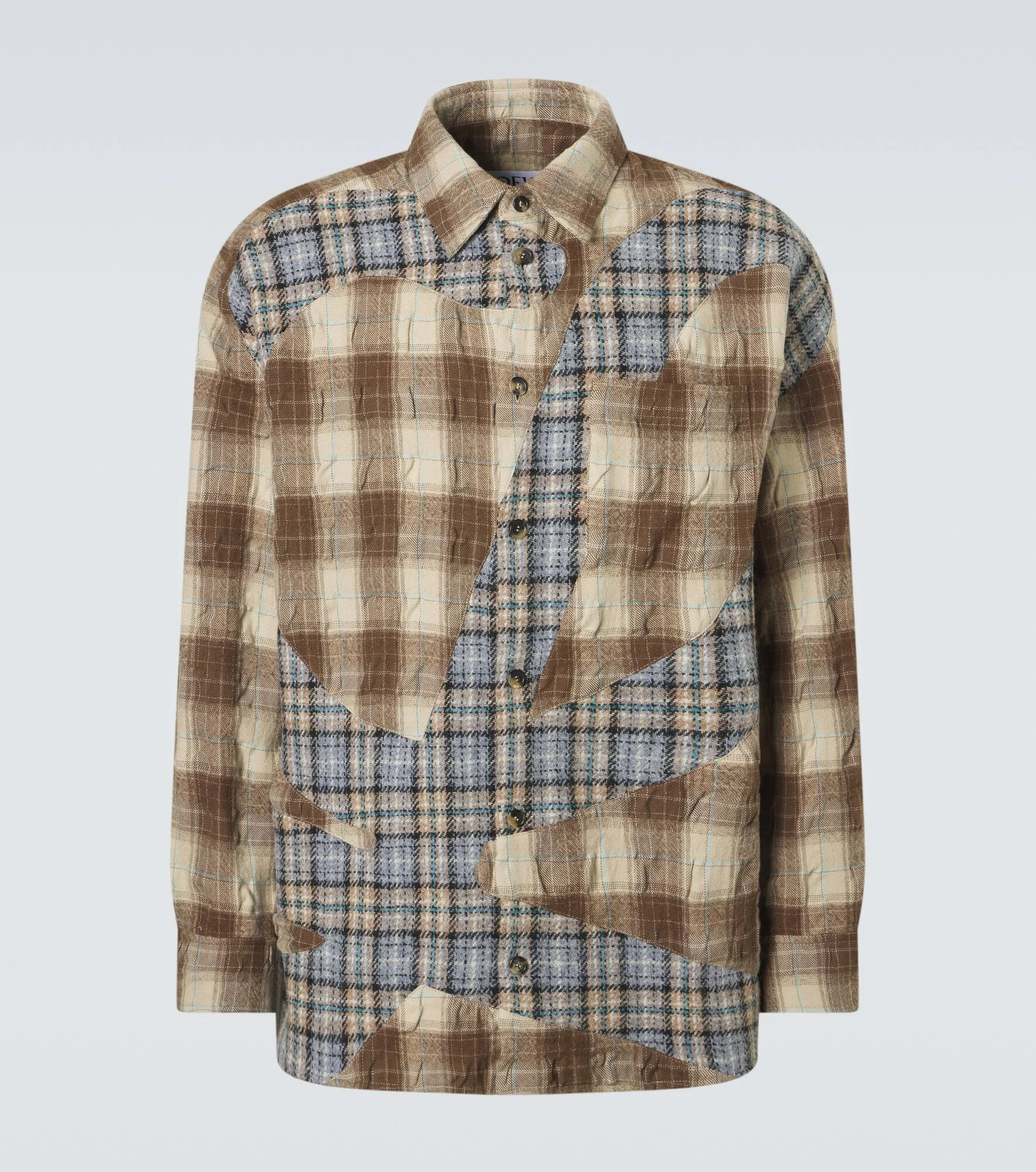 Logo plaid wool and cotton flannel shirt - 1
