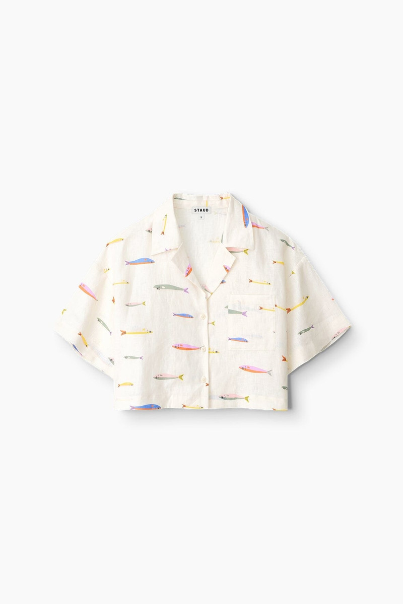 STAUD DAYA LINEN TOP POP SARDINES IVORY 1