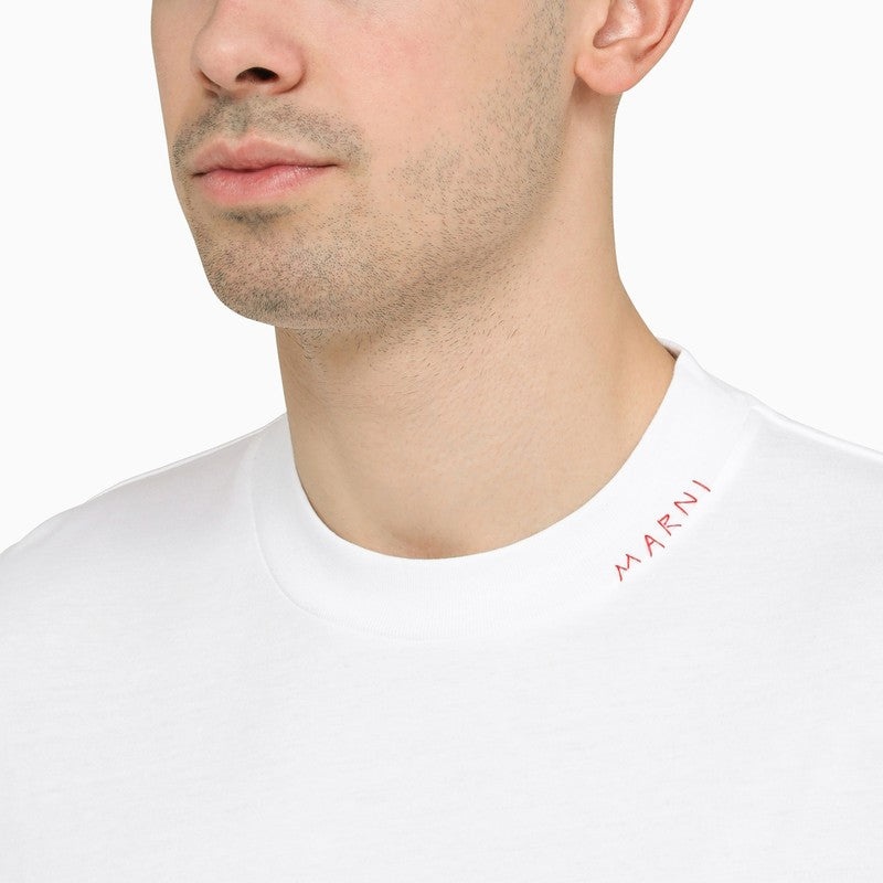 Marni White Oversize T-Shirt With Logo Embroidery Men - 5