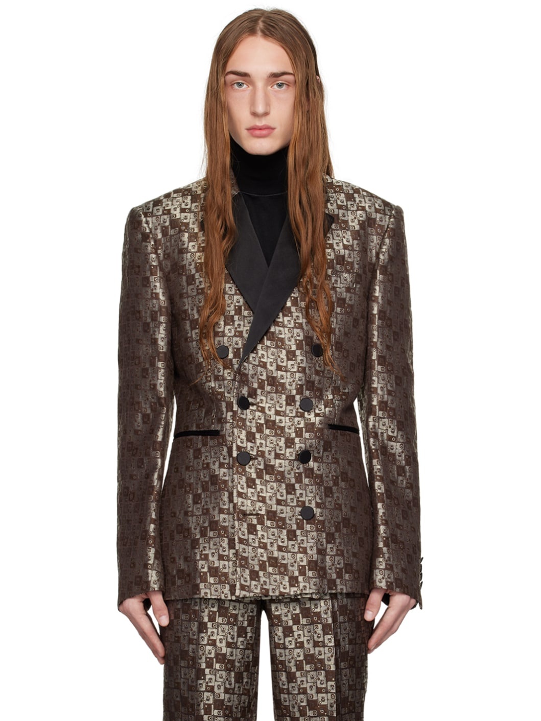 Brown Double-Breasted Blazer - 1