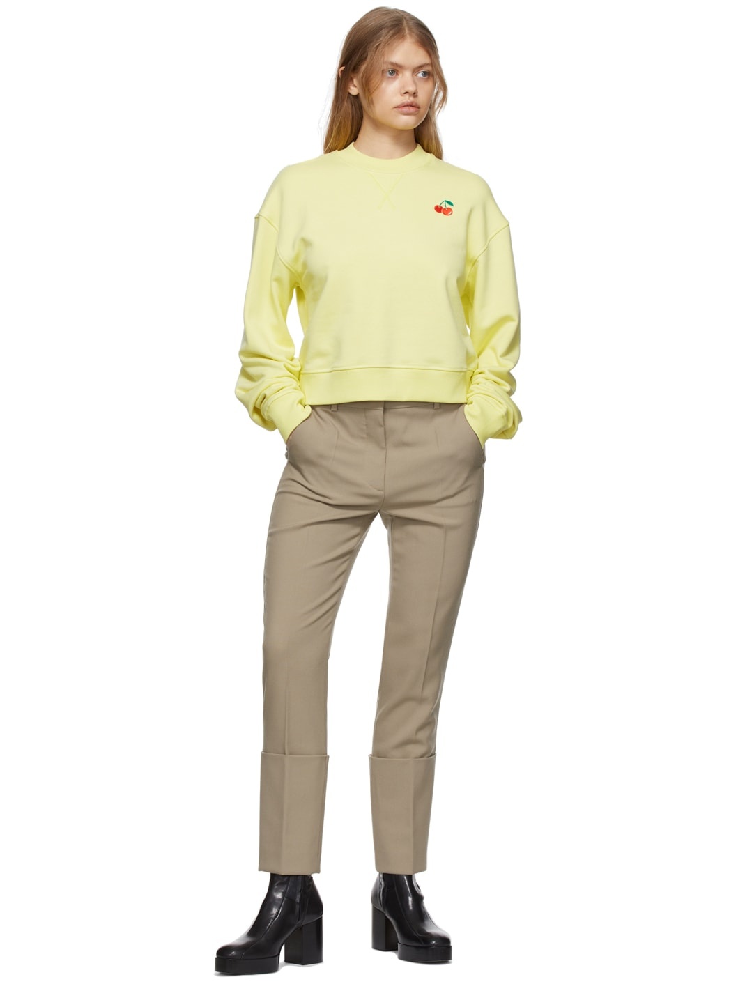Yellow Stretch Cotton Sweatshirt - 4