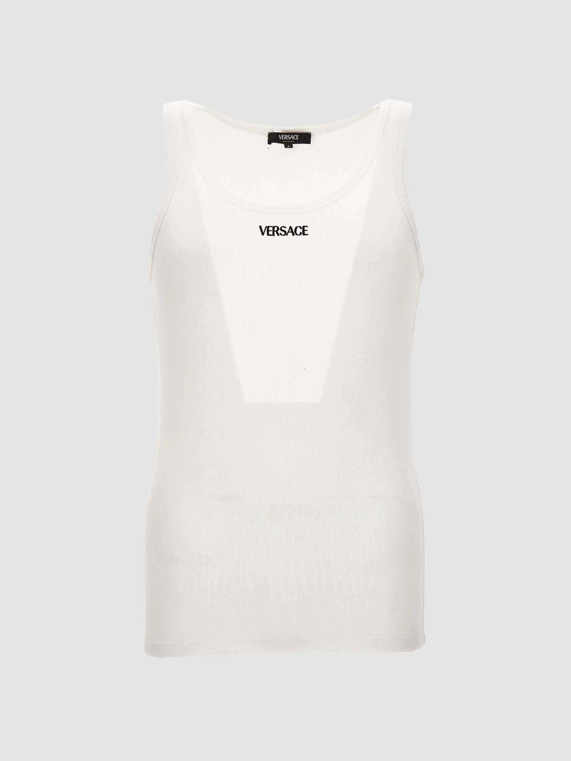 Men's Logo Rib-Knit Cotton Tank - Optical White - 1