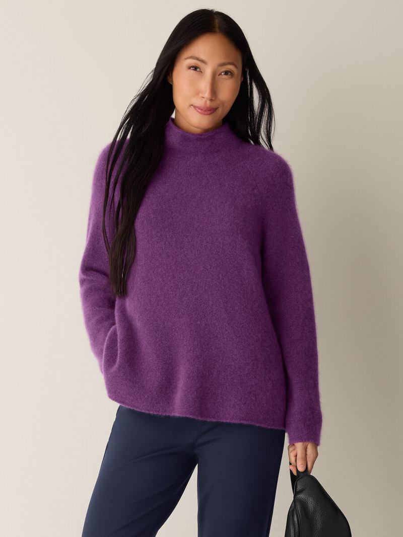 EILEEN FISHER Cashmere Silk Boucle Bliss Turtleneck Top outlook