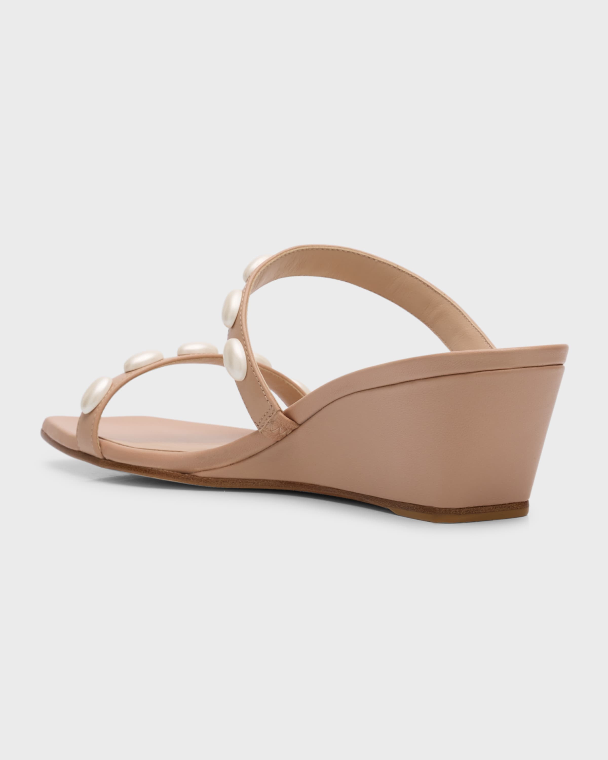 Pearlita Leather Two-Band Wedge Sandals - 3