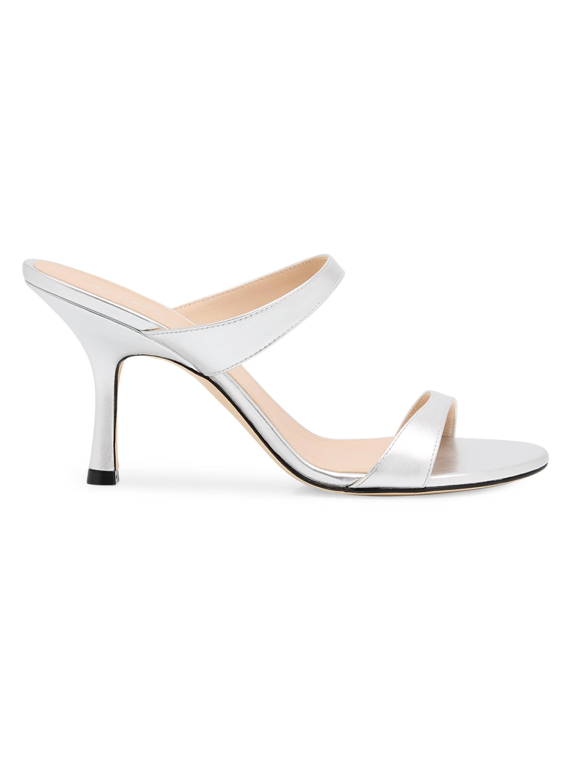 Women's Nudist 85MM Leather Sandals - Silver - 1