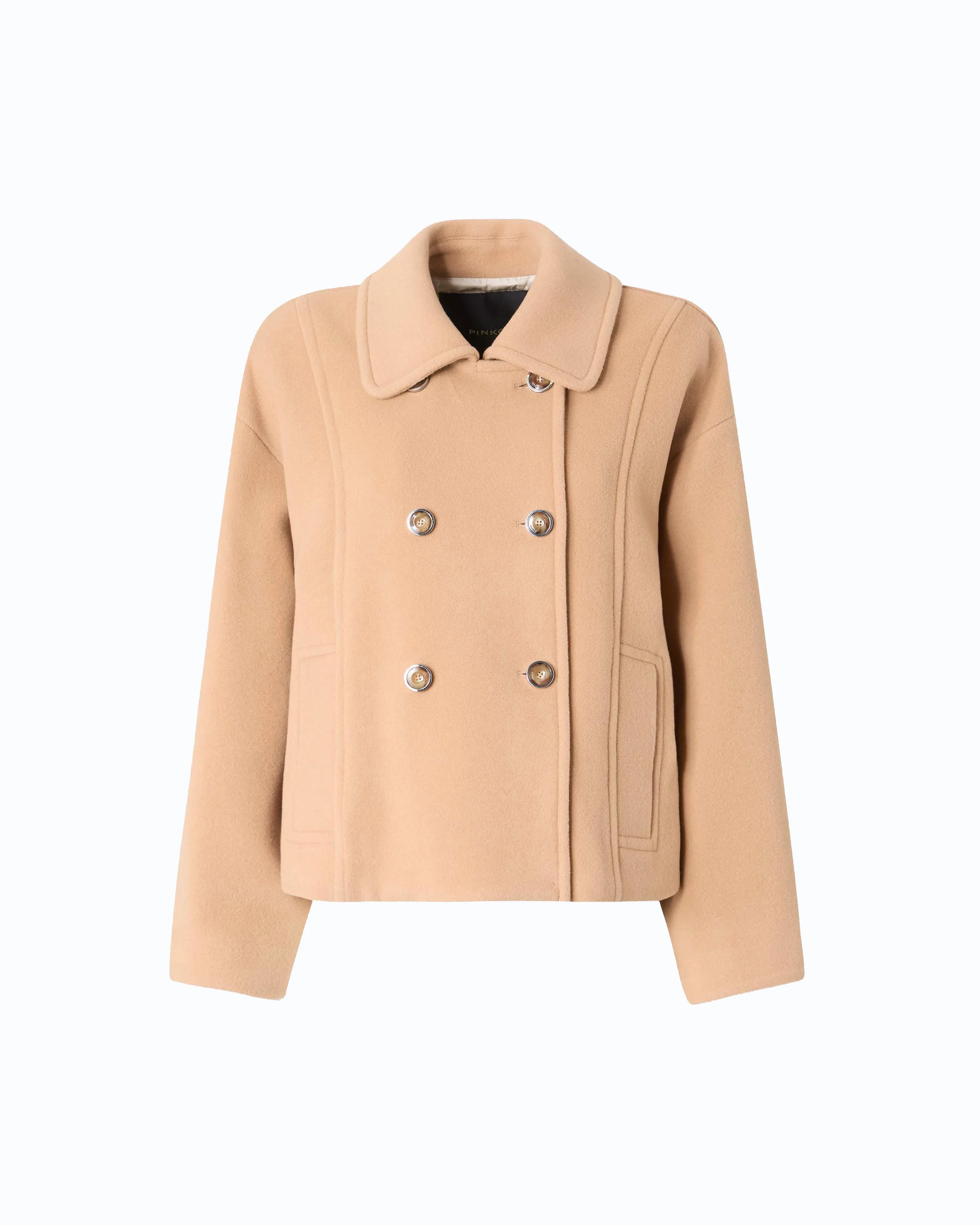 DOUBLE-BREASTED PEA COAT IN DOUBLE-LAYERED WOOL-BLEND CLOTH - 1
