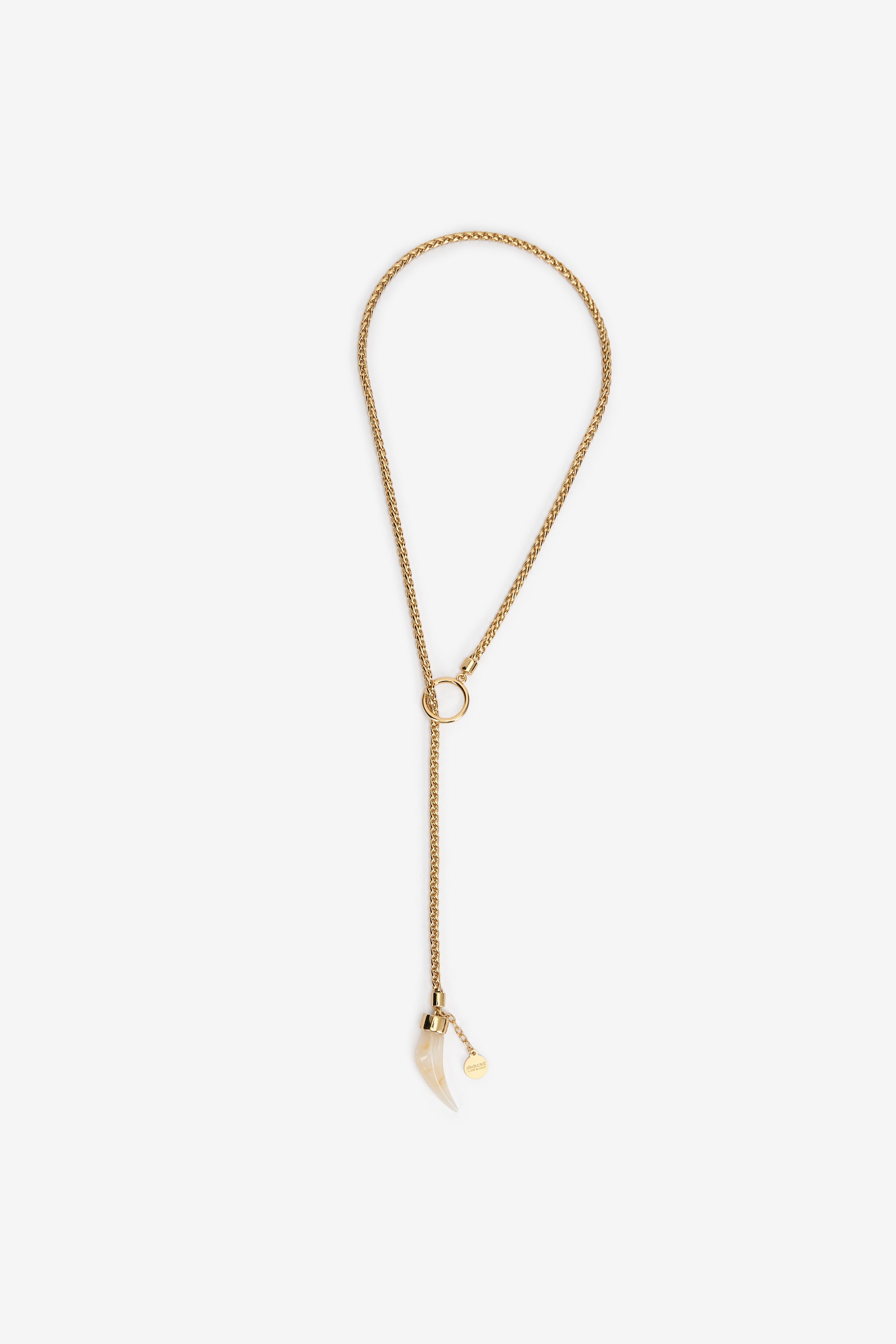 Gold Necklace with Fang Pendant - 3