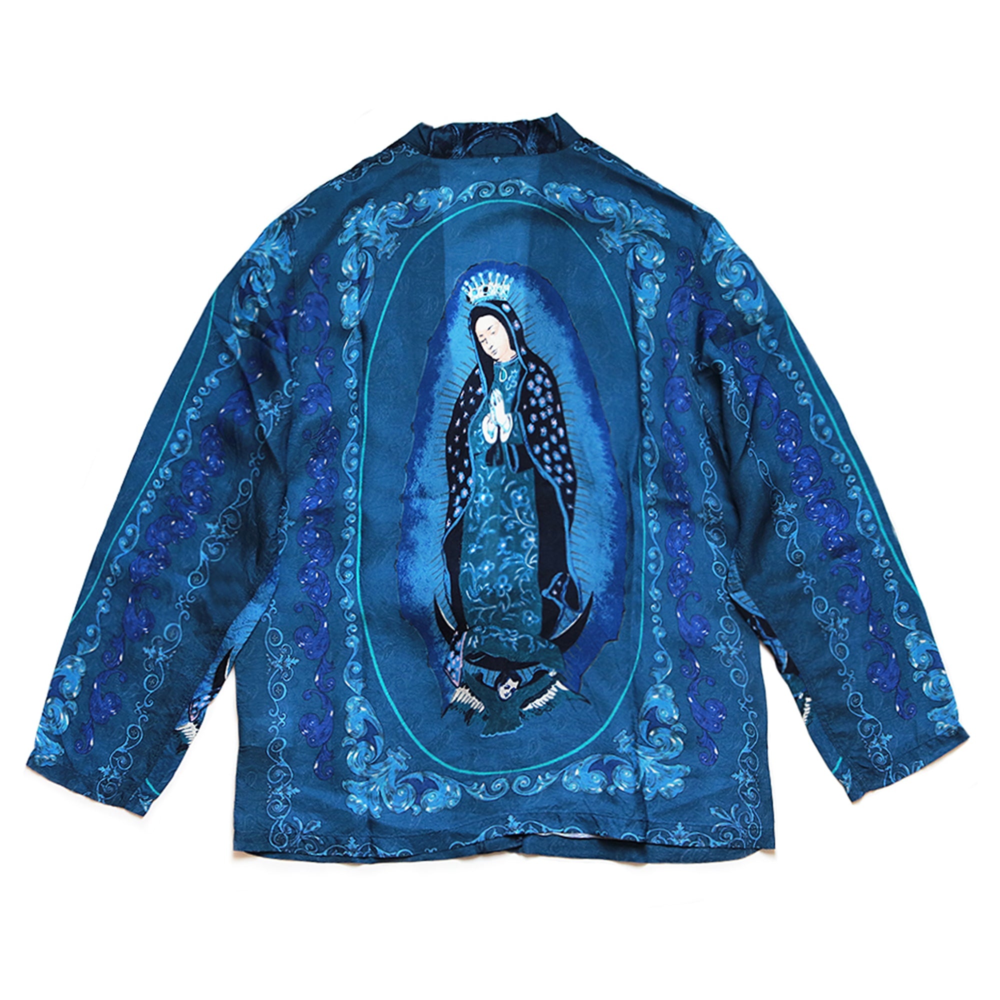 RAYON VIRGIN MARY KIMONO SHIRT - TURQUOISE - 2