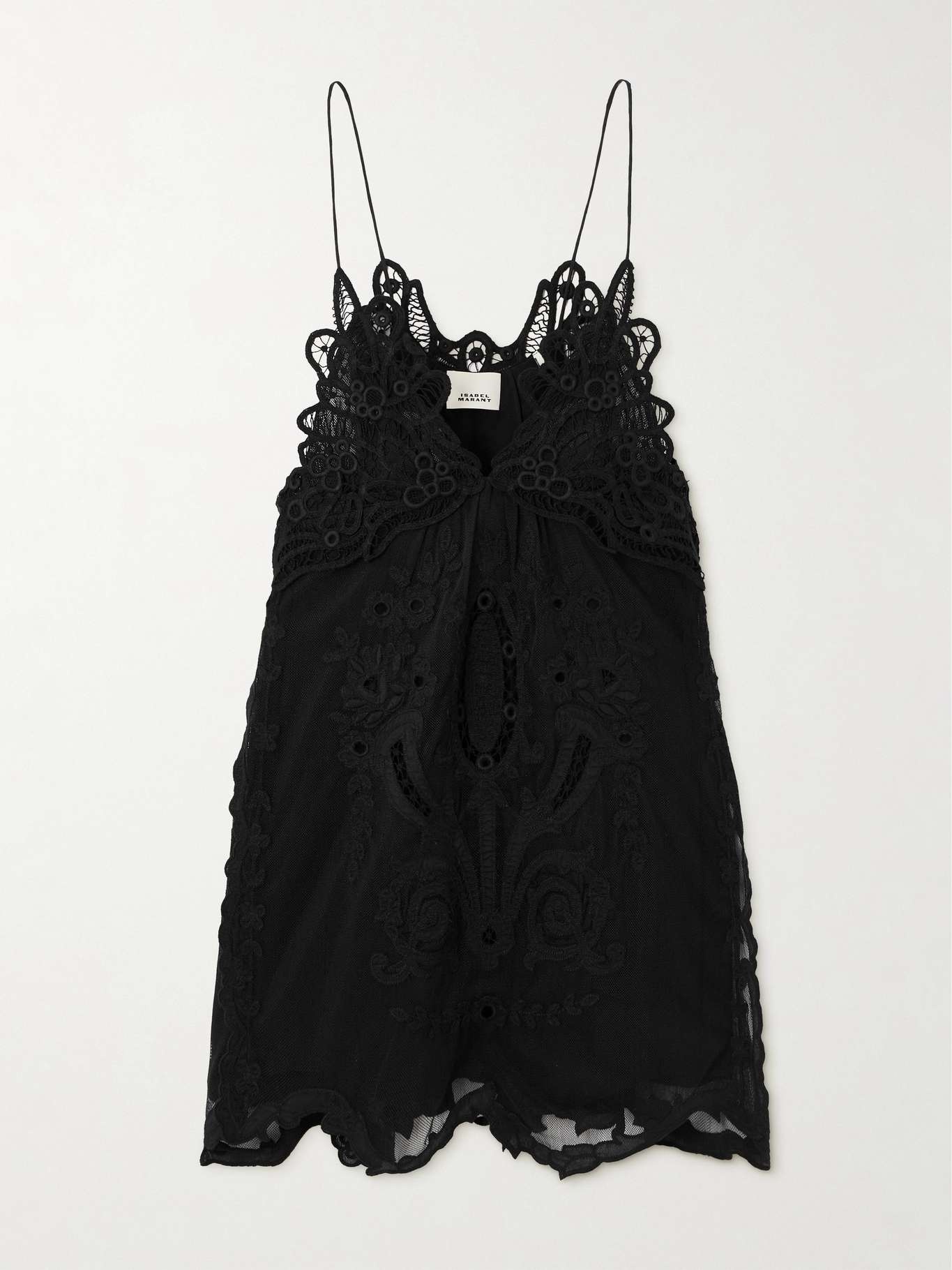 Virginia lace-appliquéd embroidered tulle mini dress - 1