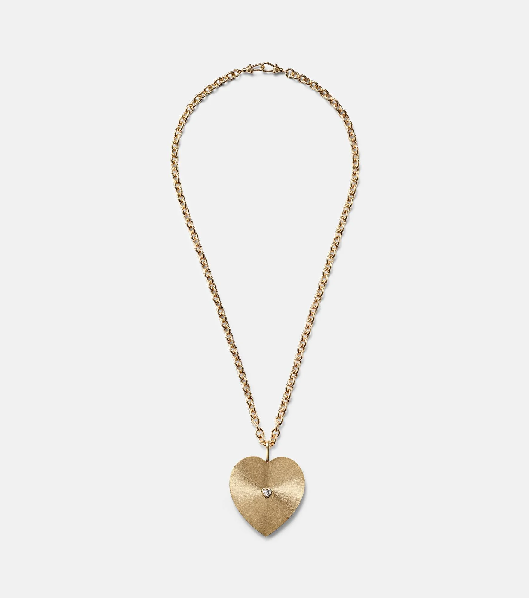 Heart Jumbo 18kt gold pendant necklace with diamond - 1