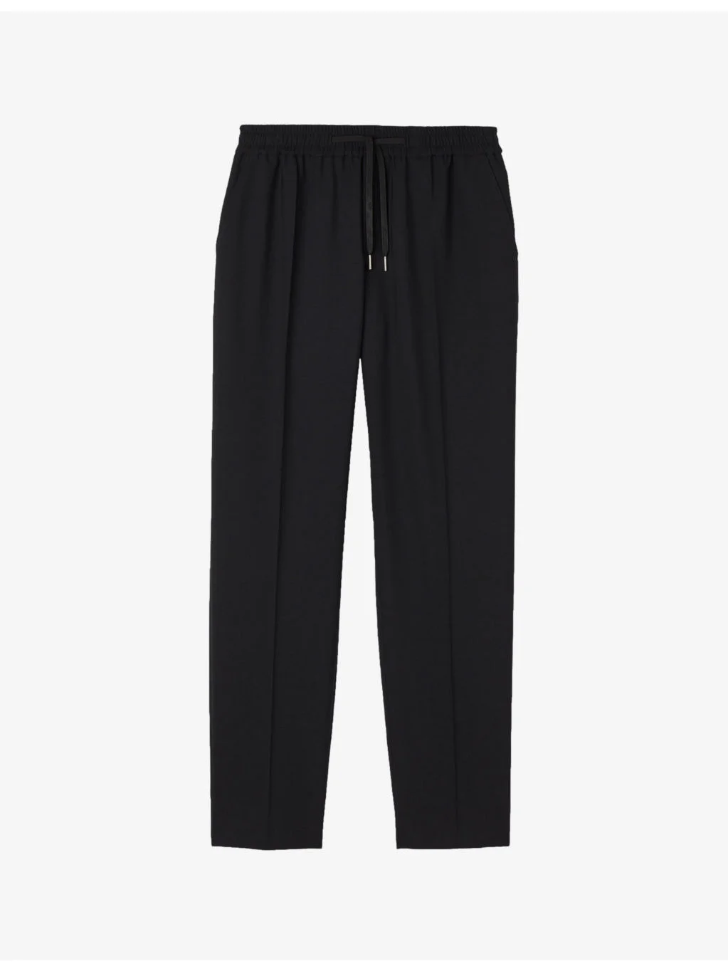 Drawstring-waist straight-leg wool-blend trousers - 1