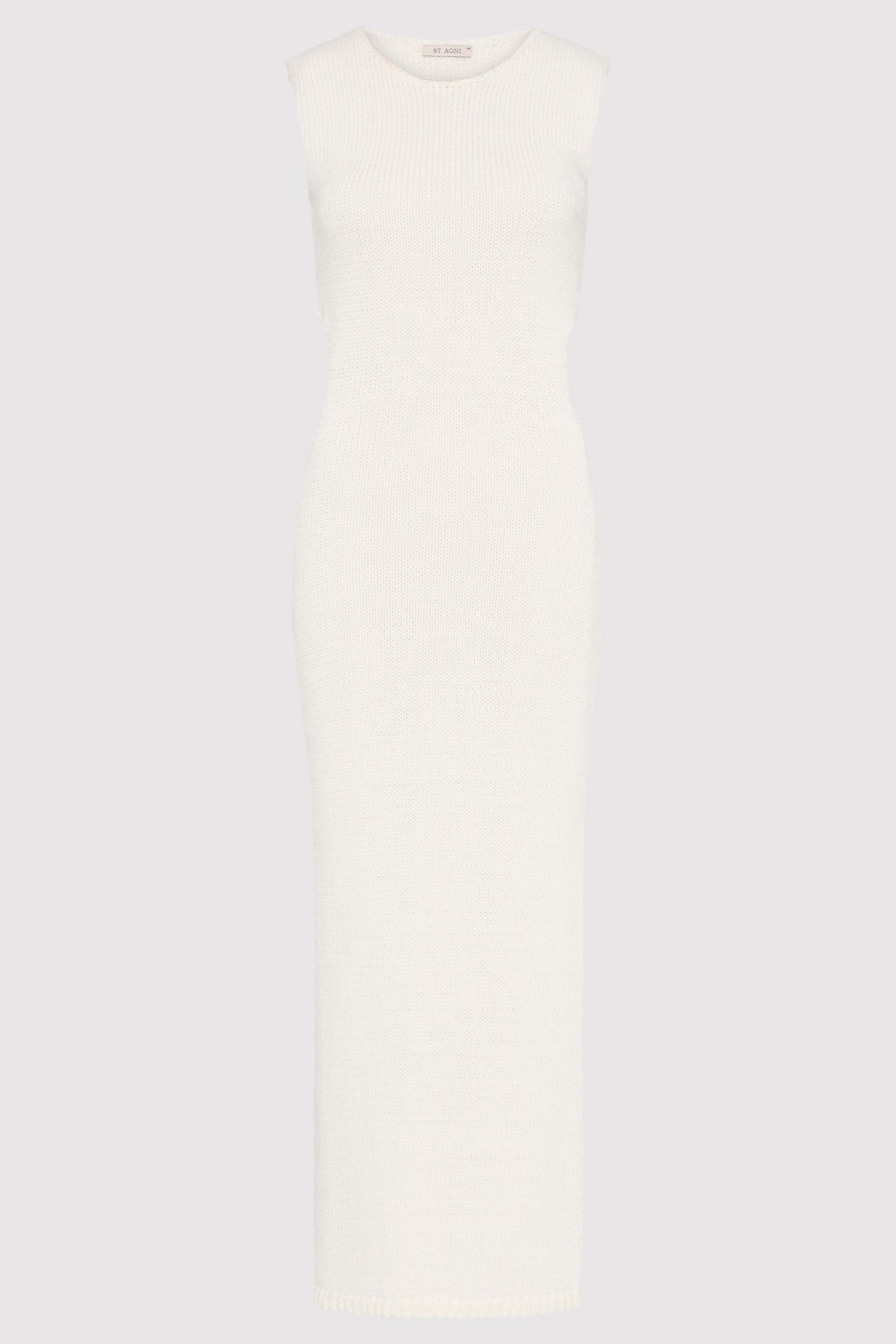 Linen Silk Blend Cut Out Dress - Salt - 1