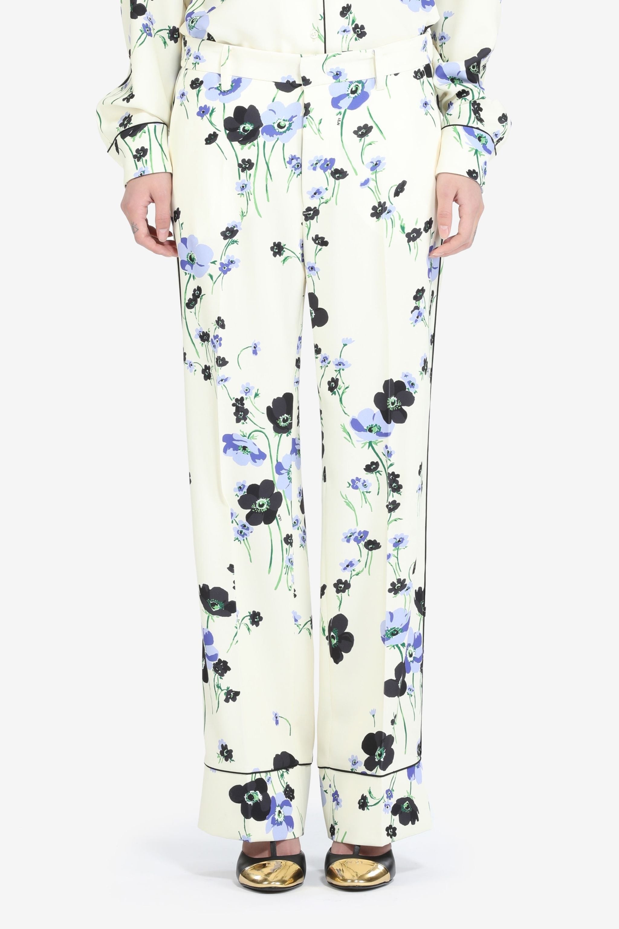 FLORAL PRINT STRAIGHT-LEG TROUSERS - 1