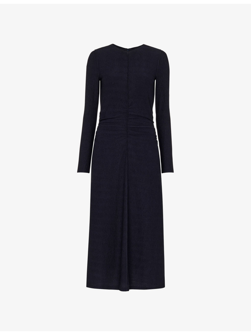 Ruched Long-Sleeve Stretch-Jersey Midi Dress 1