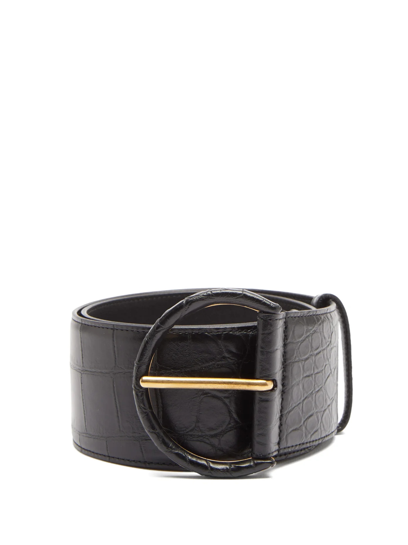 Crocodile-effect leather belt - 1