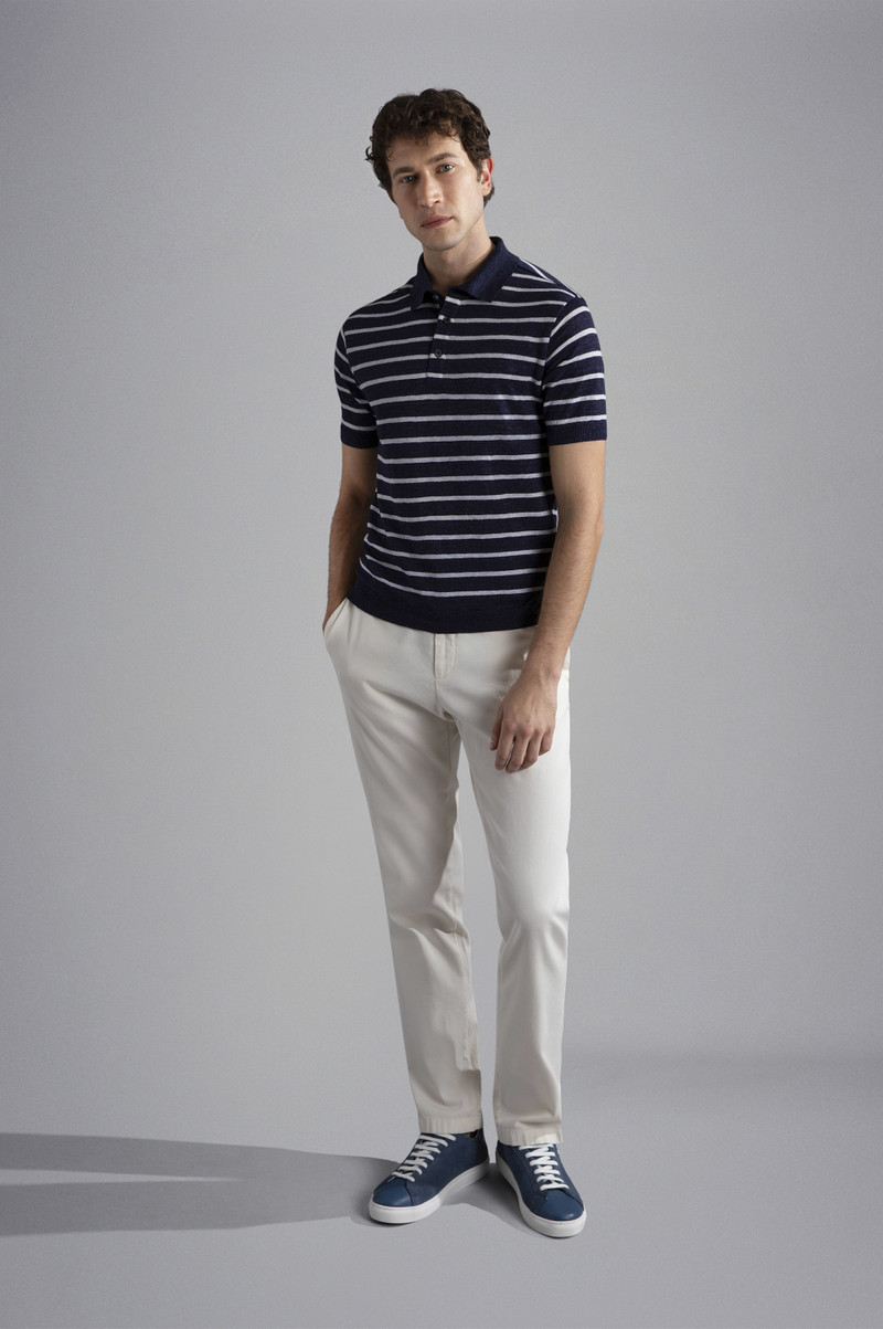 Paul & Shark FADED LINEN POLO SHIRT WITH STRIPED PATTERN outlook