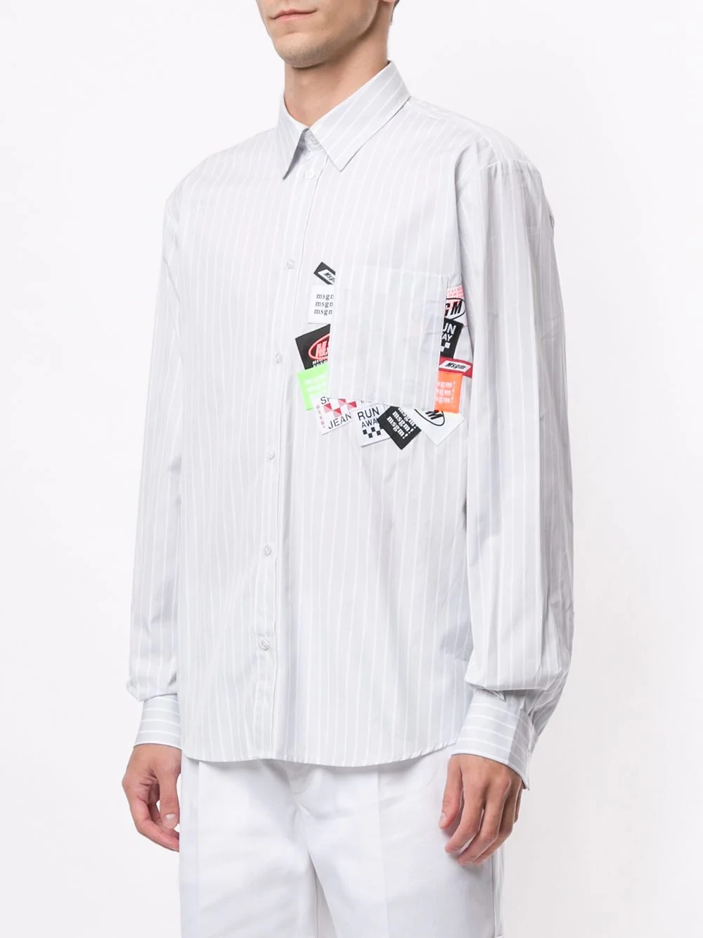 patches striped shirt - 2