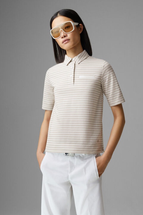 Peony Polo shirt in Beige/White - 2