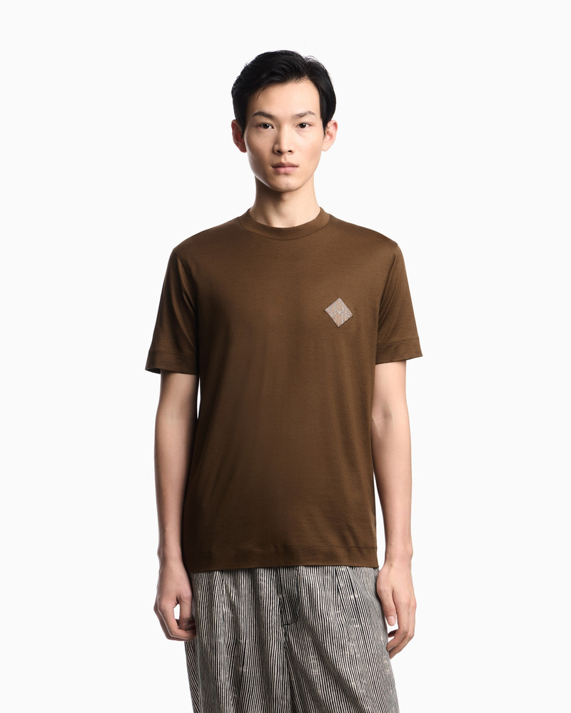 EMPORIO ARMANI SLIM-FIT LYOCELL-BLEND JERSEY T-SHIRT WITH LOGO PATCH outlook