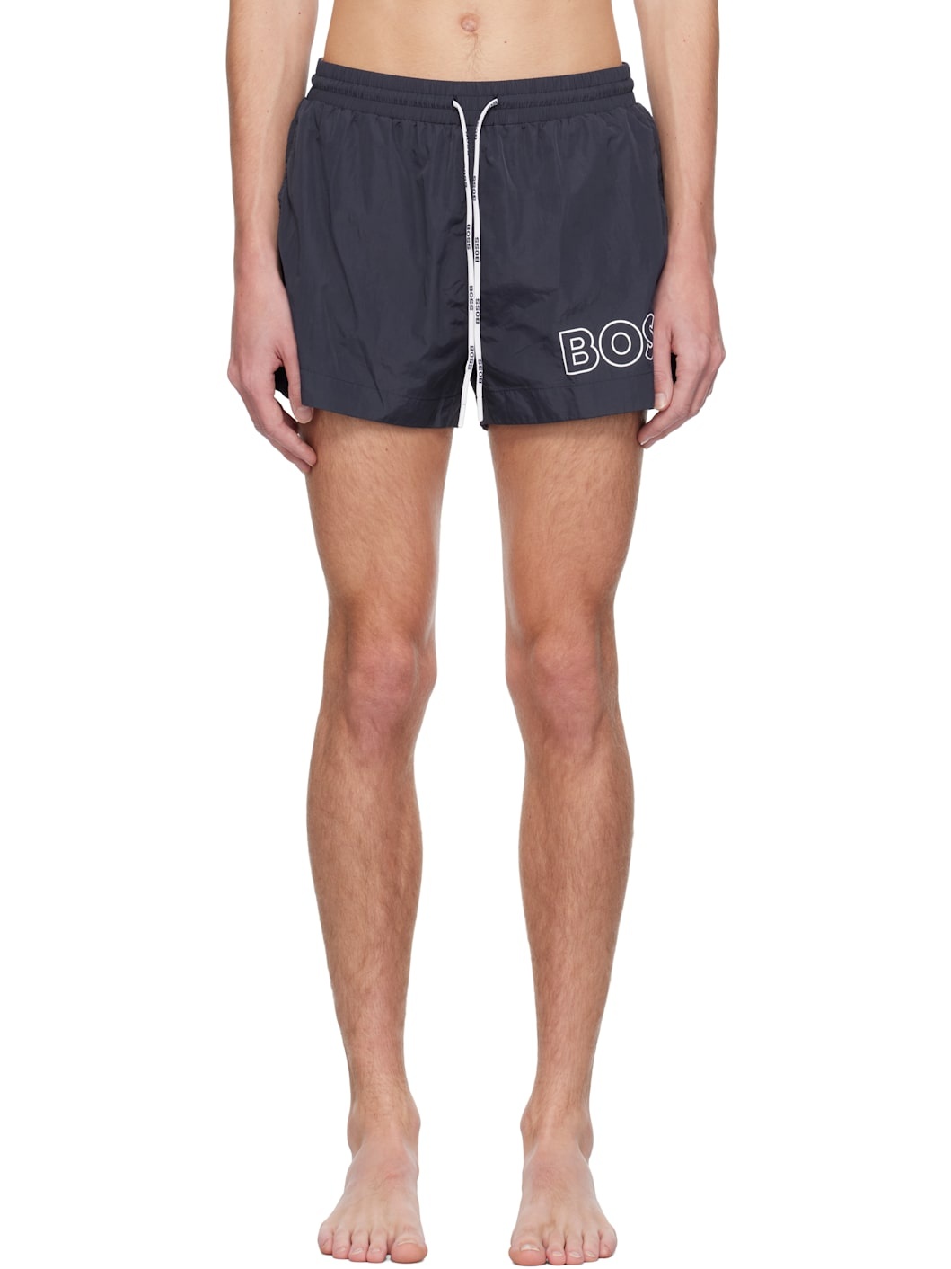 Navy Outline Logo Swim Shorts - 1