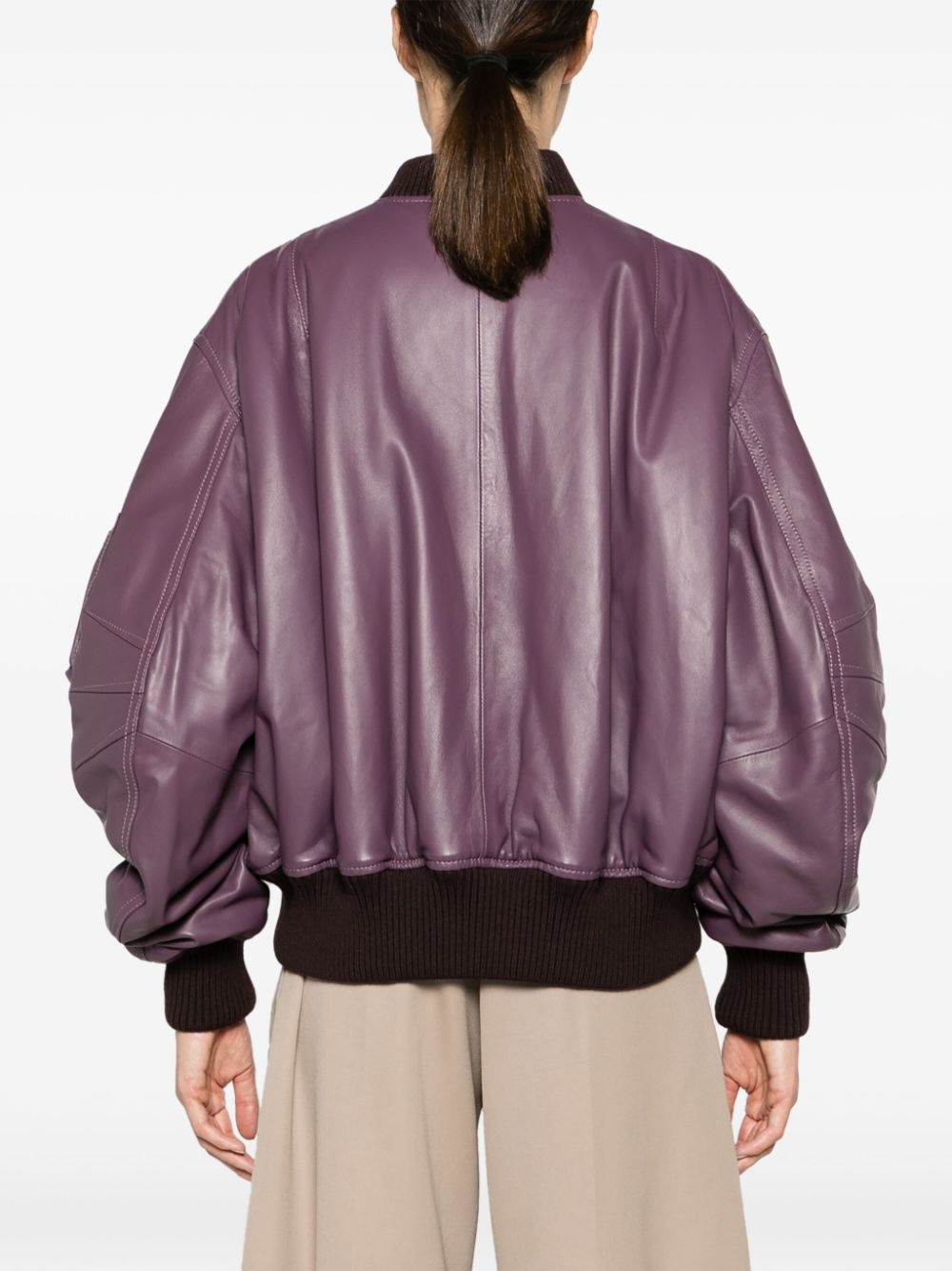 Anja padded leather bomber jacket - 4