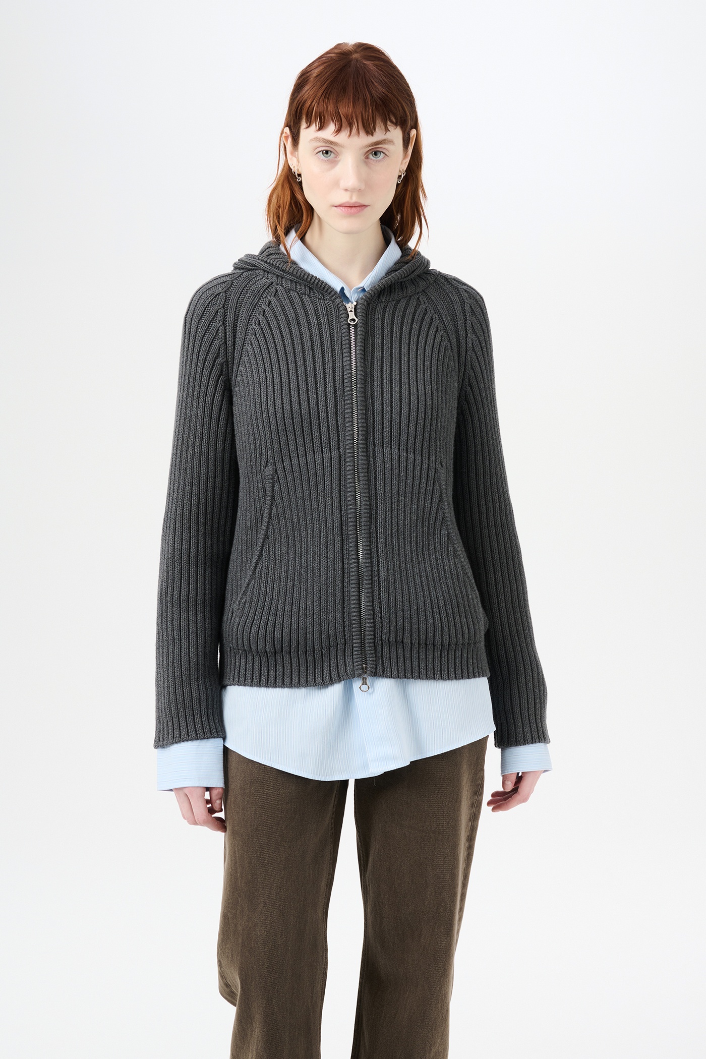 Level Hood Dark Grey Melange Dry Cotton - 3