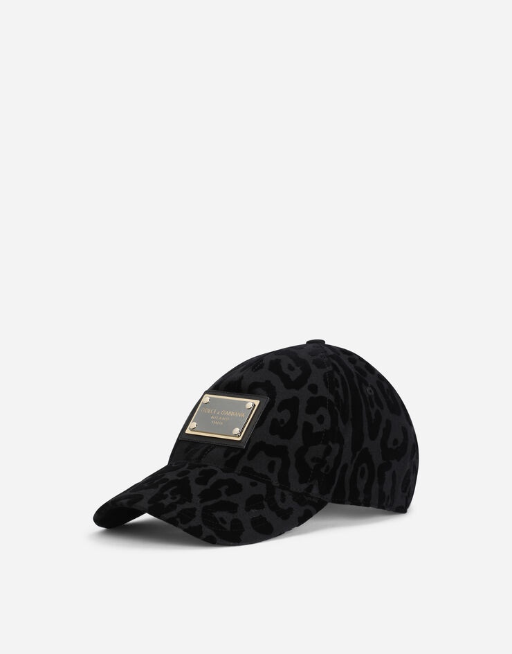 Baseball cap with flocked leopard print - 1