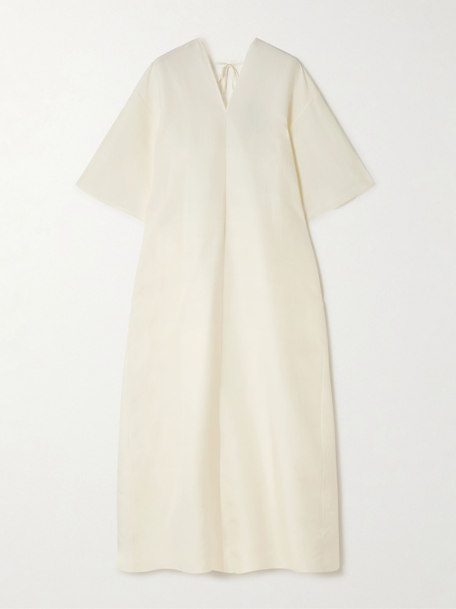 Mia open-back silk-shantung midi dress Off-white - 1