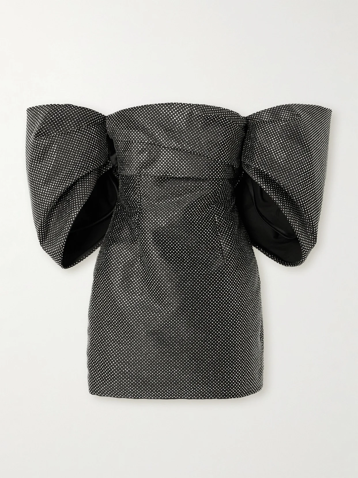 Elina Off-the-shoulder Gathered Crystal-embellished Faille Mini Dress - 1