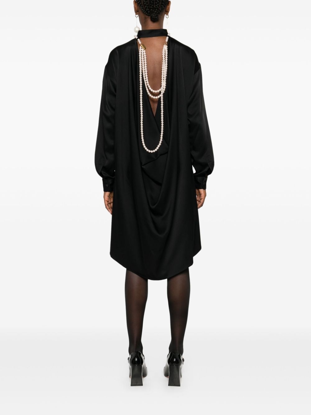 faux-pearl shirt dress - 2