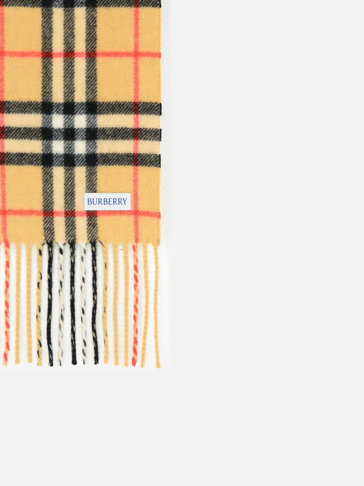 'CHECK' BEIGE CASHMERE SCARF - 3